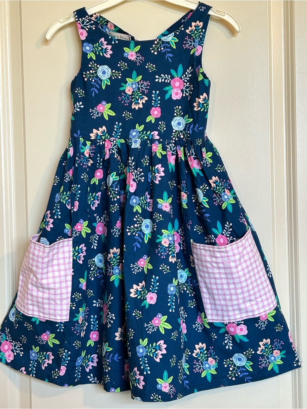 Sz6 Navy Floral Cotton Sundress